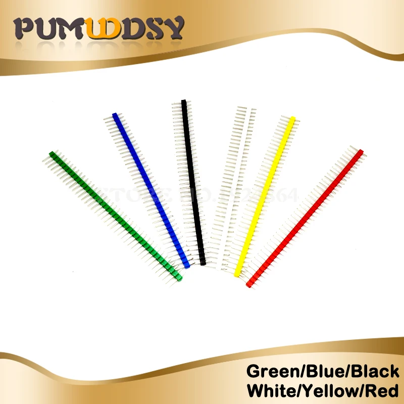 

30pcs (6 Colors Each 5pcs)Pin Connector Male 2.54mm Pitch Pin Header Strip Single Row 40 pin Connector Kit for PCB board