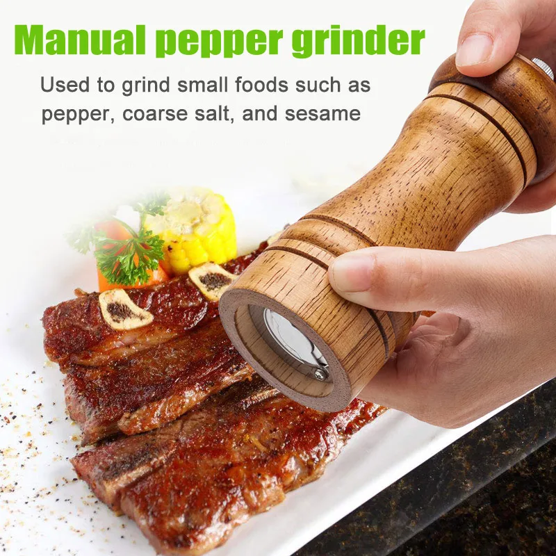 

Economical 1 Pcs Salt Pepper Mill Ceramic Grinder Wooden Manual Adjustable Durable Kitchen Tools ds99