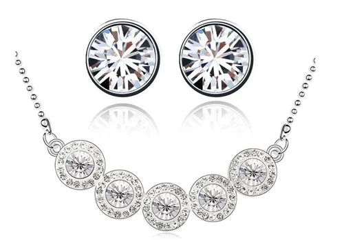 5 круглых циркониевых ожерелье со стразами серьги подарок для женщин комплект ювелирных изделий Мода для влюбленных девочек kate queen качество