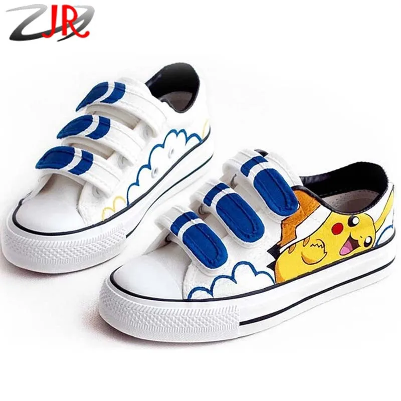 ZFF Anime Pokemon Children Hand Painted Shoes Cartoon