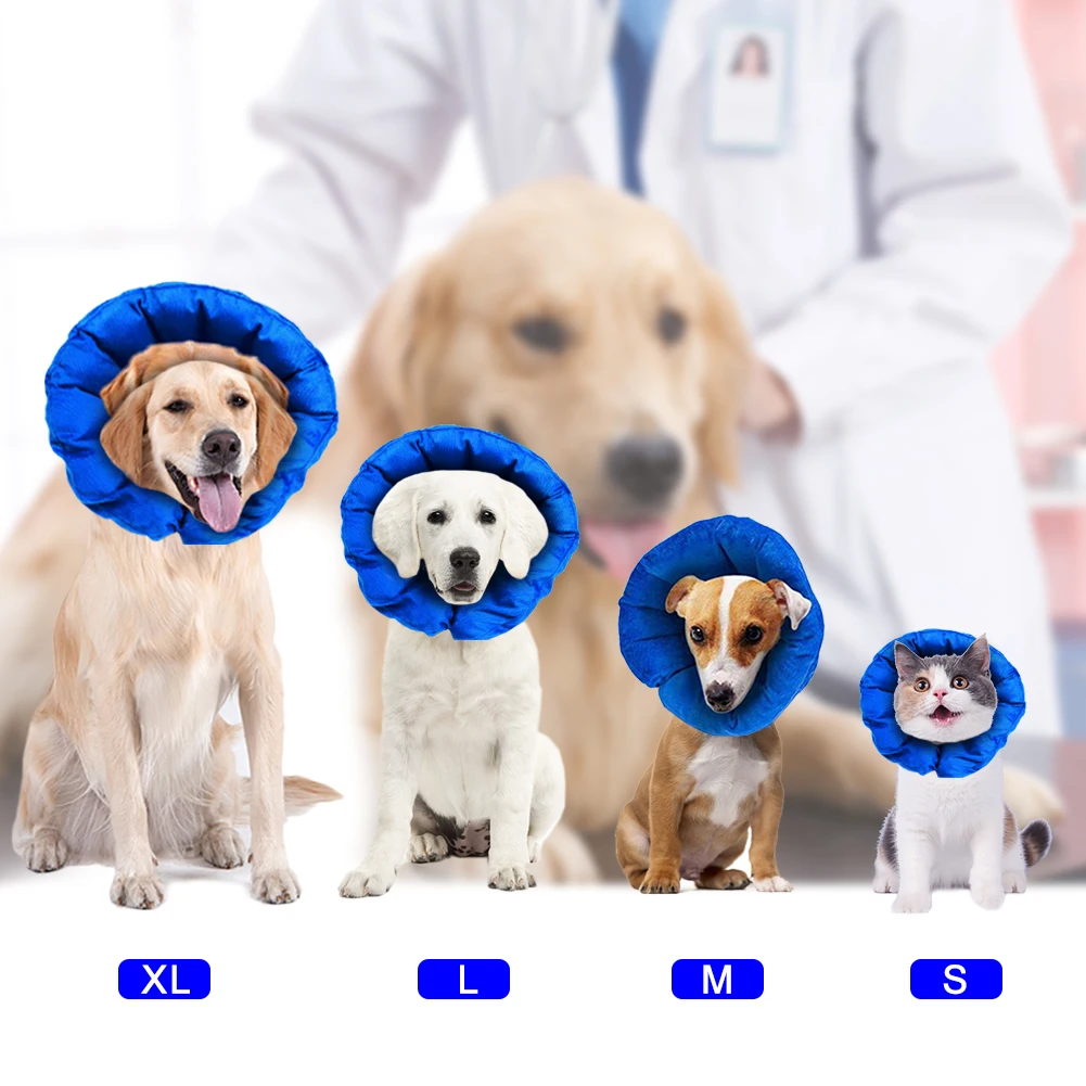 Надувной ошейник для собак Pet PVC короткое плюшевое кольцо анти-разбивание Регулируемый красота восстановление защитный ошейник для домашних собак