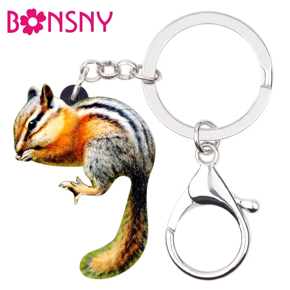 Bonsny эффектные акриловые брелоки Chipmunks Chippy цепочки брелок кольцо аниме животное