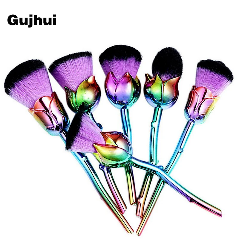 6PCS Professional Handle Makeup Brushes Set Flower Shape Powder