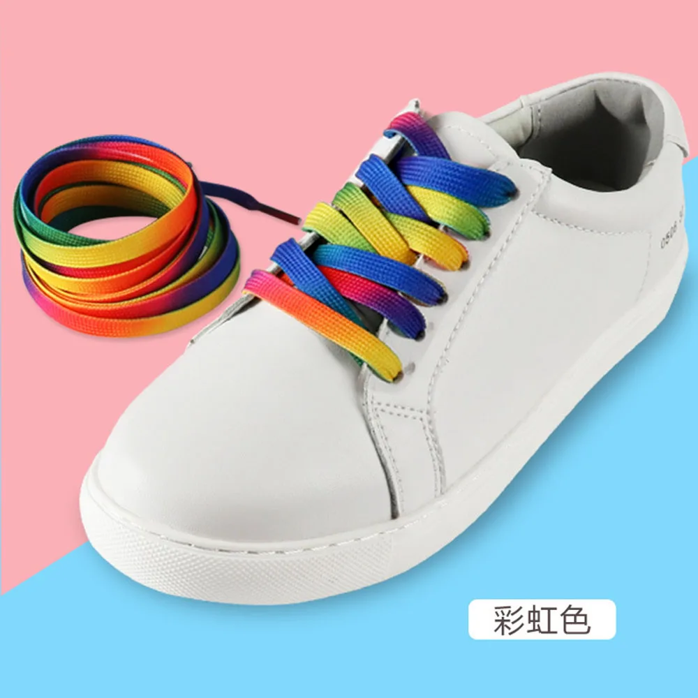 1 Pair Gradient Rainbow Nylon Shoelace 120 cm Flat Casual Sports Running Shoes Laces Unisex Sneaker Boots Shoe Strings - Цвет: B