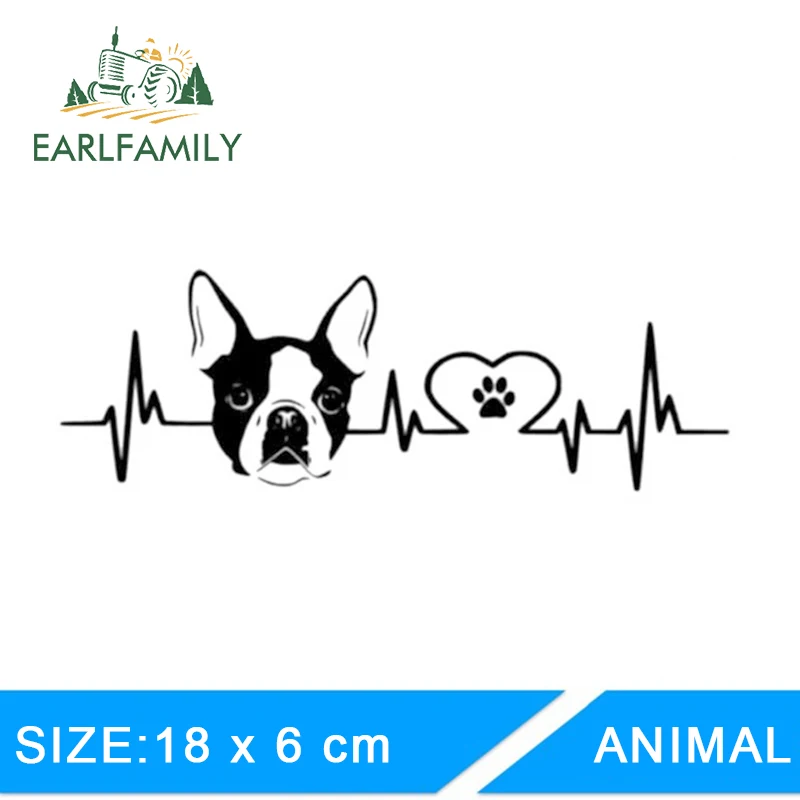 

EARLFAMILY 18cm X 6cm Boston Terrier Ecg Vinyl Decoration Auto Car Walls Windows Sticker Car Decal Car Stickers Accessories