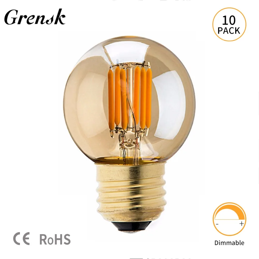 Grensk Edison G40 светодиодный светильник с регулируемой яркостью, 3 Вт, светодиодный мини-светильник с нитью накаливания, сменный светильник для наружного освещения s 2200K E27 220V