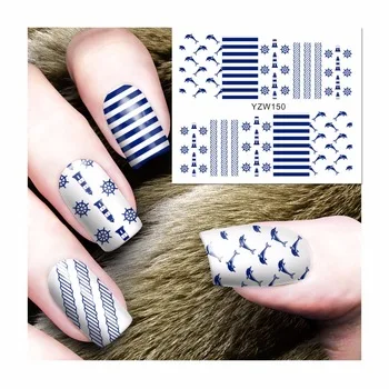 YZWLE 1 Sheet Water Transfer Nail Art Stickers Naval Style Designs Decals For Nails Tips Decoration DIY Nail Art Accessories 150