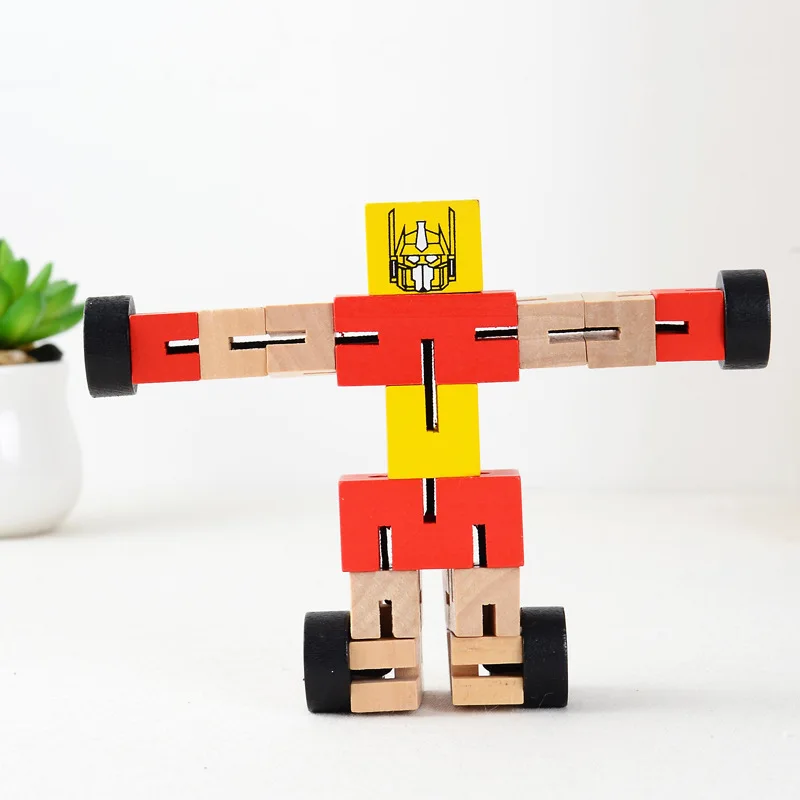 1 шт. деревянные изменяемые формы робот DIY строительные блоки детские игрушки для