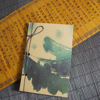 

1pcs The edges of the green stained original kraft paper cover manual sewing workshop years the retro Mini Notebook portable sma