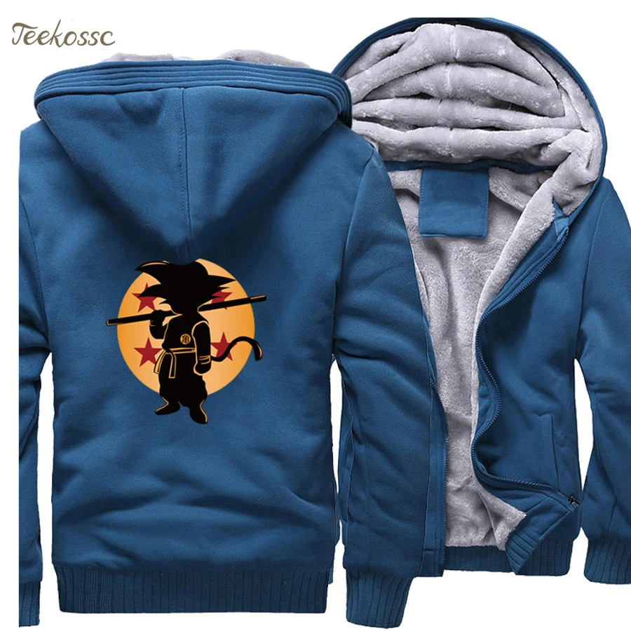 Anime Dragon Ball Hoodie Men Super Hooded Sweatshirt Black Grey Coat Winter Fleece Zipper Vintage Harajuku Jacket