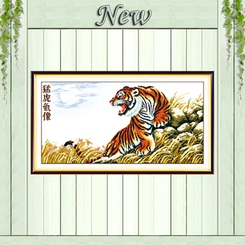 

A tiger full of momentum animal decor painting counted print on canvas DMC 11CT14CT Cross Stitch kits embroidery needlework Sets