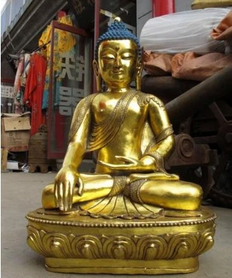 

003895 30"Large Tibet Buddhism bronze gild Sakyamuni Tathagata Saint buddha statue