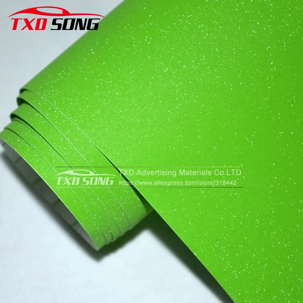 10/20/30/40/50/60X152CM Premium quality Apple green Matt Glitter Diamond Car Vinyl Sticker/Auto Body Wrap Film Styling | Автомобили и