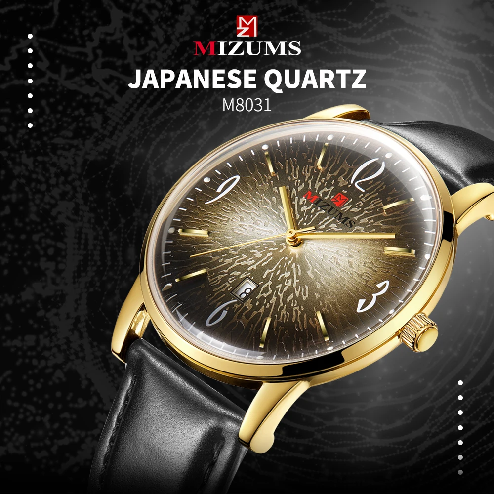 mizums Mens business Watches Top Brand Luxury soft leather Men Watch Waterproof Sport Watch Men Male Clock Man Wristwatch silver gold steel case creative design drop shipping (6)