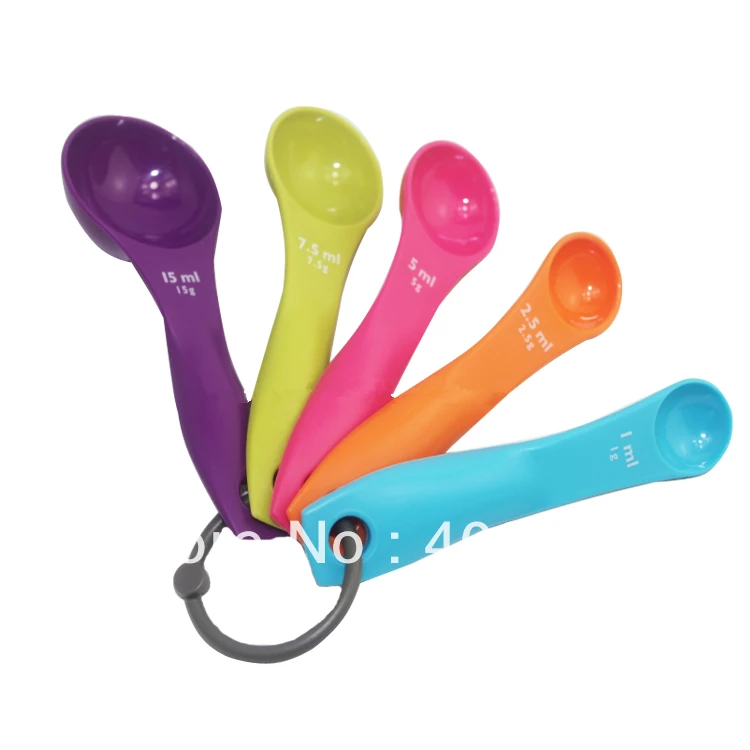 Free Shipping 100 sets 5 colors measuring spoon, kitchen measuring tools, baking tools, 5pcs per