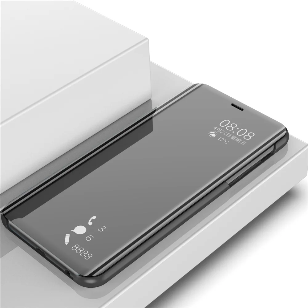 Mi8 Lite Smart Mirror Case For Xiaomi Mi 8 Lite Case Clear View Flip Stand PU Leather Cover For Xiaomi 8 Lite Case