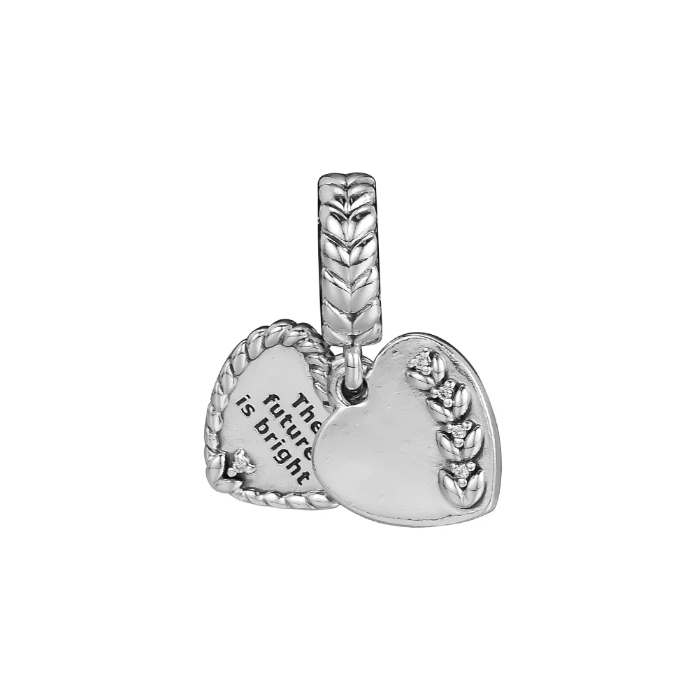 

Pandulaso Bright Heart Seeds Hanging Charm Fit Silver Charm Bracelets For Woman DIY Sterling Silver Beads For Jewelry Making