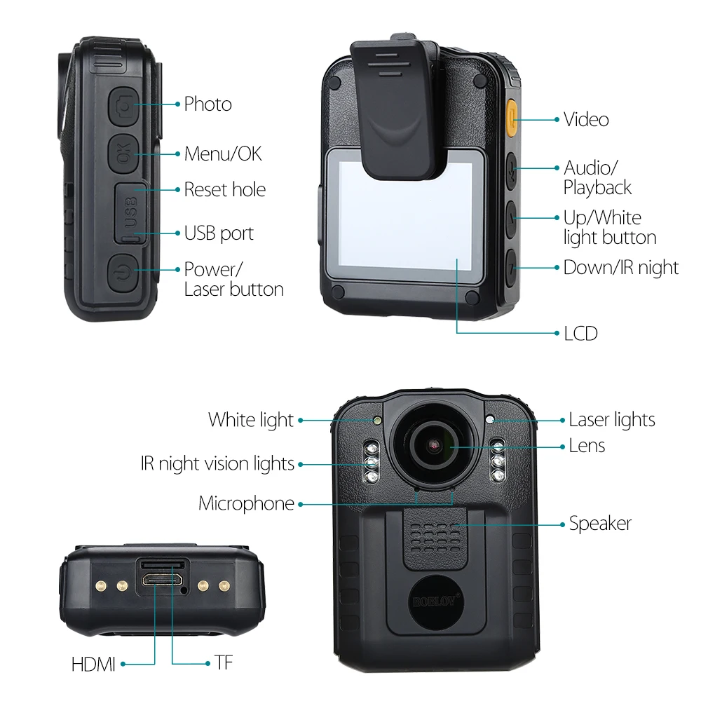 BOBLOV WN9 носимых тела Камера HD 1296P 32 Гб полиции Camara 21MP 170 градусов Kamare 2 дюймов Экран безопасности Камера s мини видеокамера