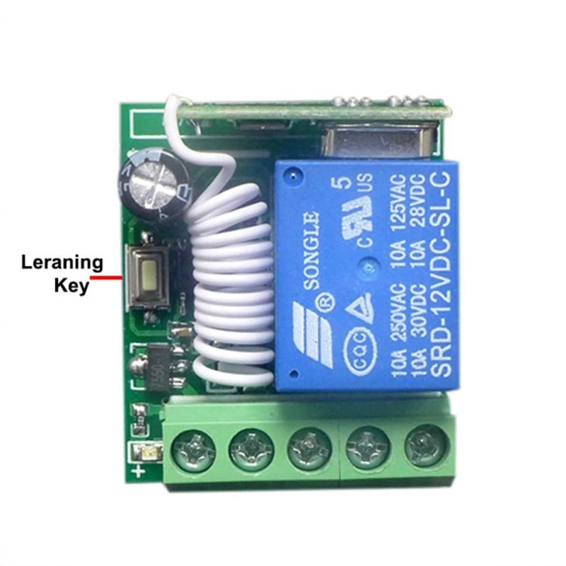 12 В постоянного тока, 1CH релейный модуль приемника, радиочастотный передатчик 433 МГц, беспроводной пульт дистанционного управления, обучающий Мгновенный Переключатель, код фиксации