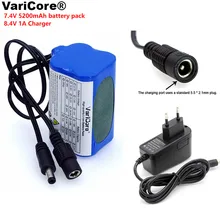 VariCore 7,4 В 5200 мАч 8,4 в 18650 литий-ионный аккумулятор для велосипедных фар, специальный аккумулятор постоянного тока 5,5*2,1 мм+ зарядное устройство 1 А