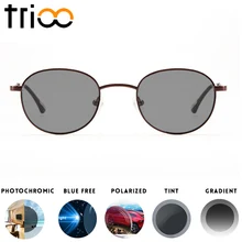 TRIOO gafas de sol redondas Retro de prescripción para mujeres y hombres Vintage UV400 gafas de sol de conductor miopes menos gafas graduadas negras