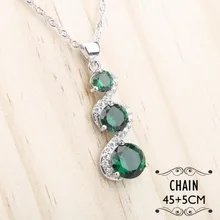 925 штампованная Серебряная Длинная цепочка Ожерелье Подвеска для женщин синий/Б/зеленый кубический цирконий ювелирные изделия День Рождения Вечеринка
