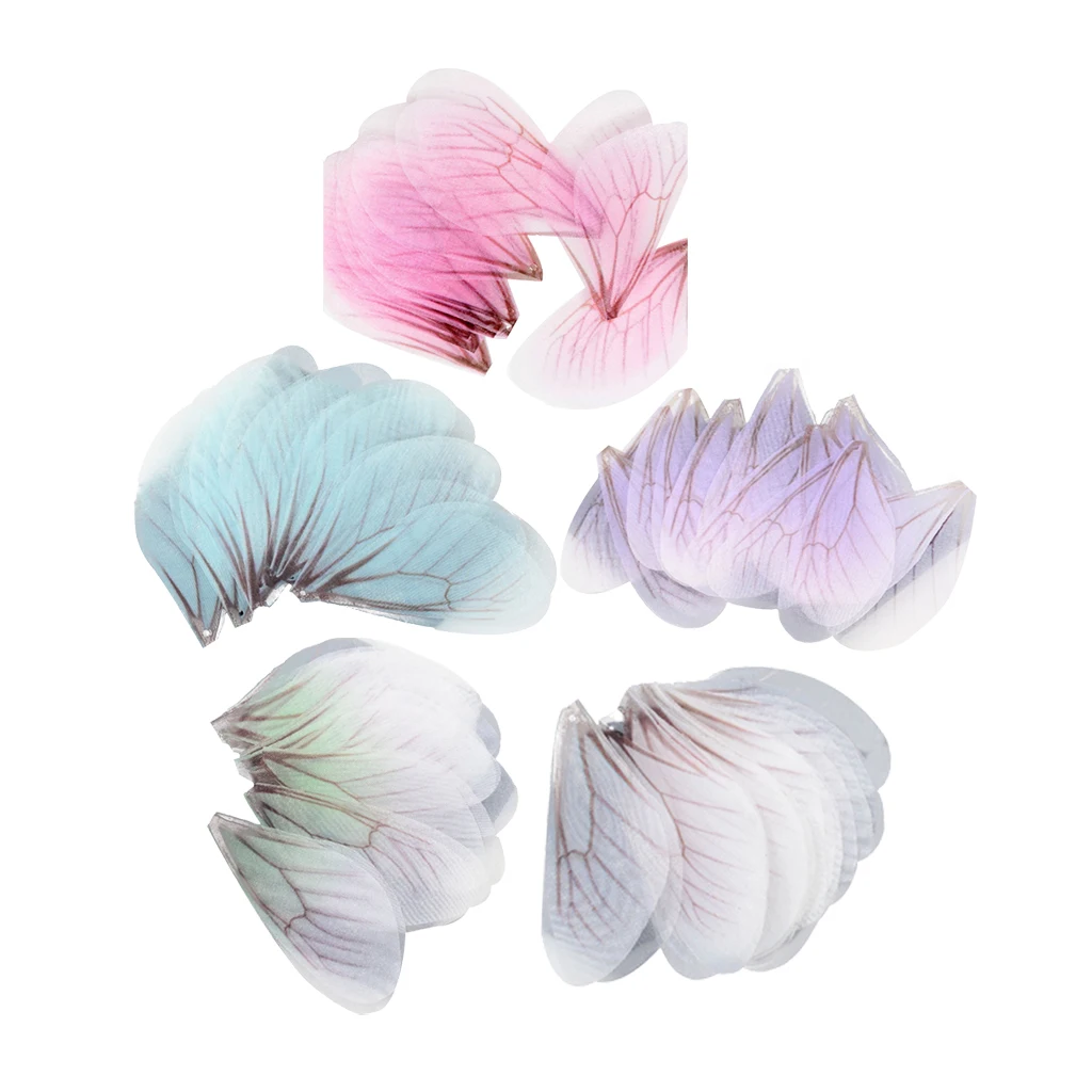 50pcs Cloth Fashion Dragonfly Wing Charms for Women Earrings Pendant Jewelry