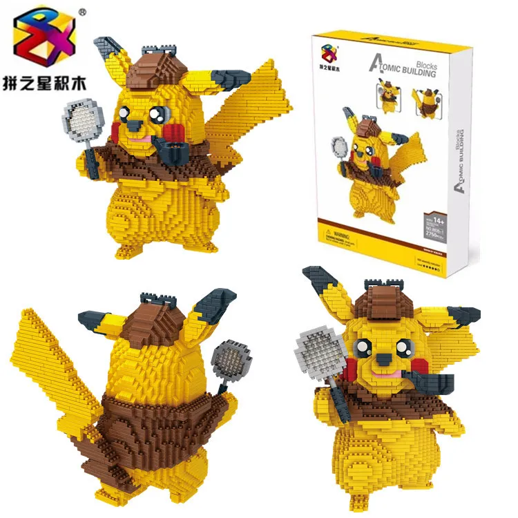 

PZ Mini Block Anime Pikachu Model Cartoon Mini size Building Bricks Educational Kids Toys Auction Figures for Children Gifts