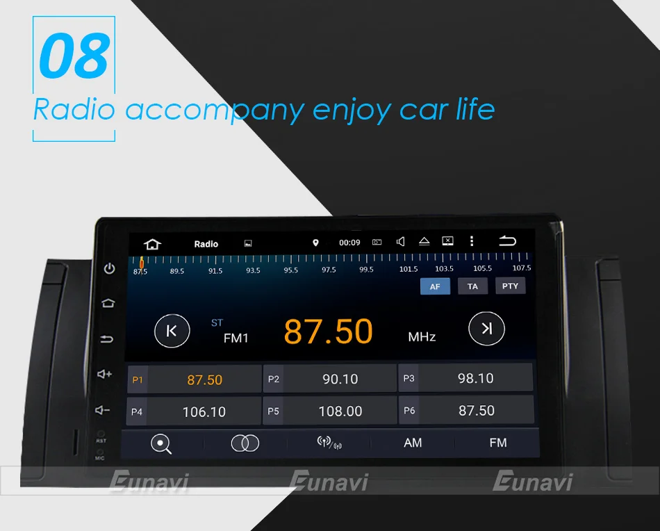 Best Eunavi Quad Core 9 inch Android 9.0 PC 1 Din Car Radio GPS Radio Stereo For BMW E53 E39 X5 Support TV 3G WiFi OBD DVR Bluetooth 16