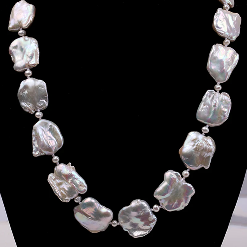 

JYX Baroque Pearl Necklace White Freshwater Cultured Baroque Necklace Party Wedding Jewery Gift AAA 16-20"