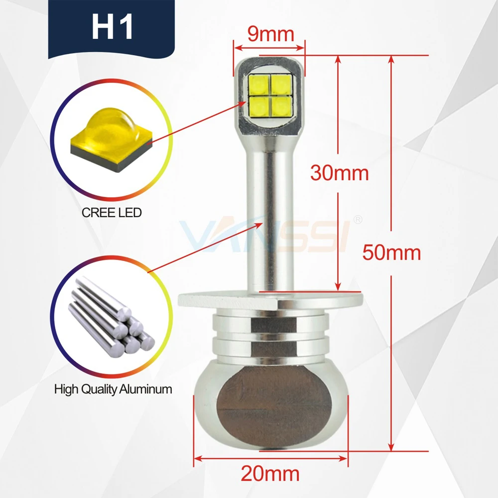 VANSSI 2x H1 H3 светодиодный противотуманный светильник 5x8 Вт высокопроизводительный