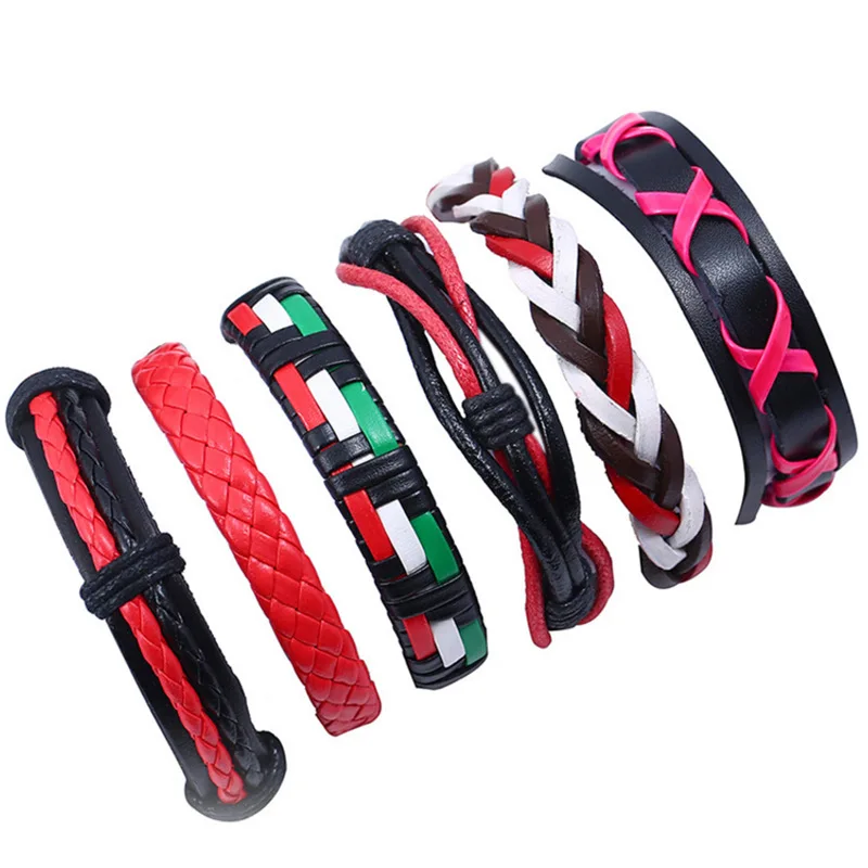 

6pcs/set Manufacturers direct knitting set leather bracelet cross-border a vintage lady leather bracelet jewelry