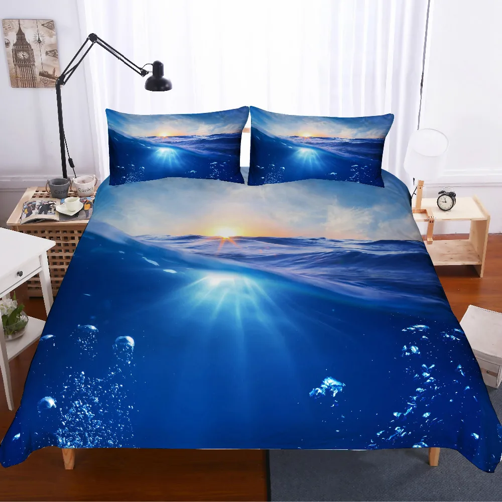 

MUSOLEI 3D Duvet Cover Set spindrift Sea water under the sun, ocean waves bedding set Bed Sheet Twin queen king