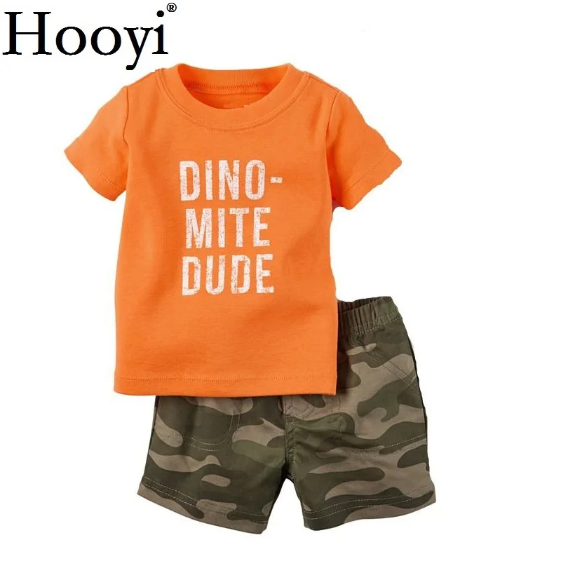 Камуфляжный костюм динозавра для детей, комплекты одежды для маленьких мальчиков футболка с младенцем, камуфляжные шорты, штаны Одежда для новорожденных 6, 9, 12, 18, 24 месяцев