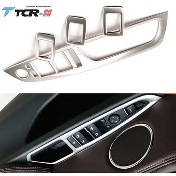 

4pcs Door Armrest Widow Glass Lifter Button Frame Decorative Cover Trim For BMW X5 E70 X6 E71 2009-2017 Stainless Steel Strip