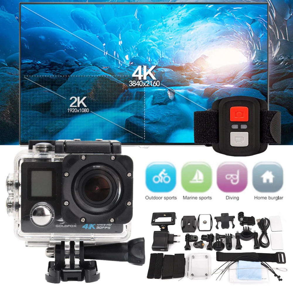 4K Wifi Action Camera 1080P HD Sport DV 30M Waterproof Go Diving Pro