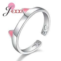 New Arrival Simple High Quality Cute Cat Ear Real 925 Sterling Silver Open Ring For Women Girl Fashion Jewelry Gift