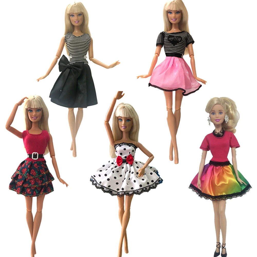 

NK 5 Set/Lot Beautiful Outfit Sexy Dress Casual Skirt Party Gown Clothes For Barbie Doll Baby Toys Best Girls' Gifts Child Toys