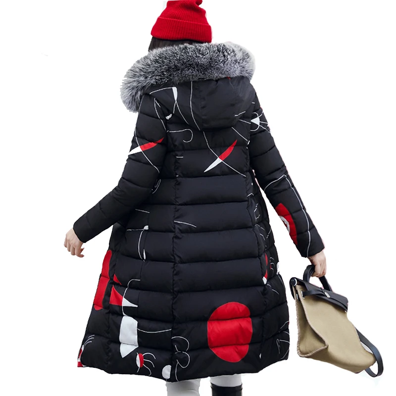 

2019 High Quality Women Winter Jacket Long Warm Thicken Cotton Padded Female Winer Coat Parka With Fur Collar Womens casaco