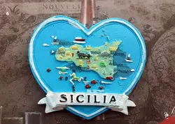 Италия sicilia туристических путешествий Сувенир в форме сердца 3D Смолы Декоративный магнит на холодильник craft подарок