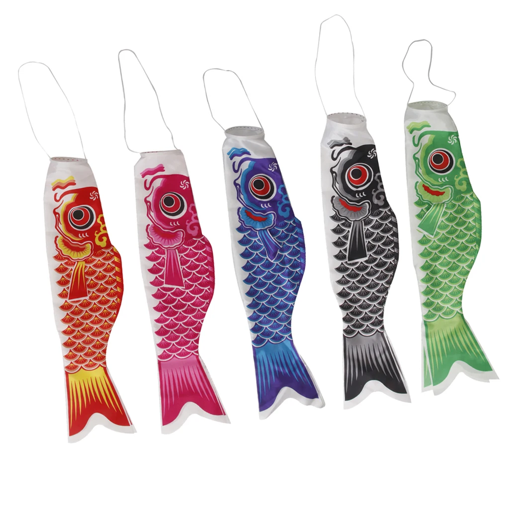 MagiDeal 55cm Blue Japanese Windsock Carp Flag Koi Nobori Sailfish Wind Streamer Japanese Carp Windsock Streamer Fish