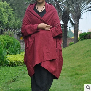 

Autumn casual Long style ultra loose cotton linen cardigan long sleeve outside take spring literary personality women D505