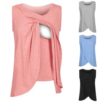 

New Summer Maternity Nursing Top Women Breastfeeding Lactation Sleeveless T-Shirt