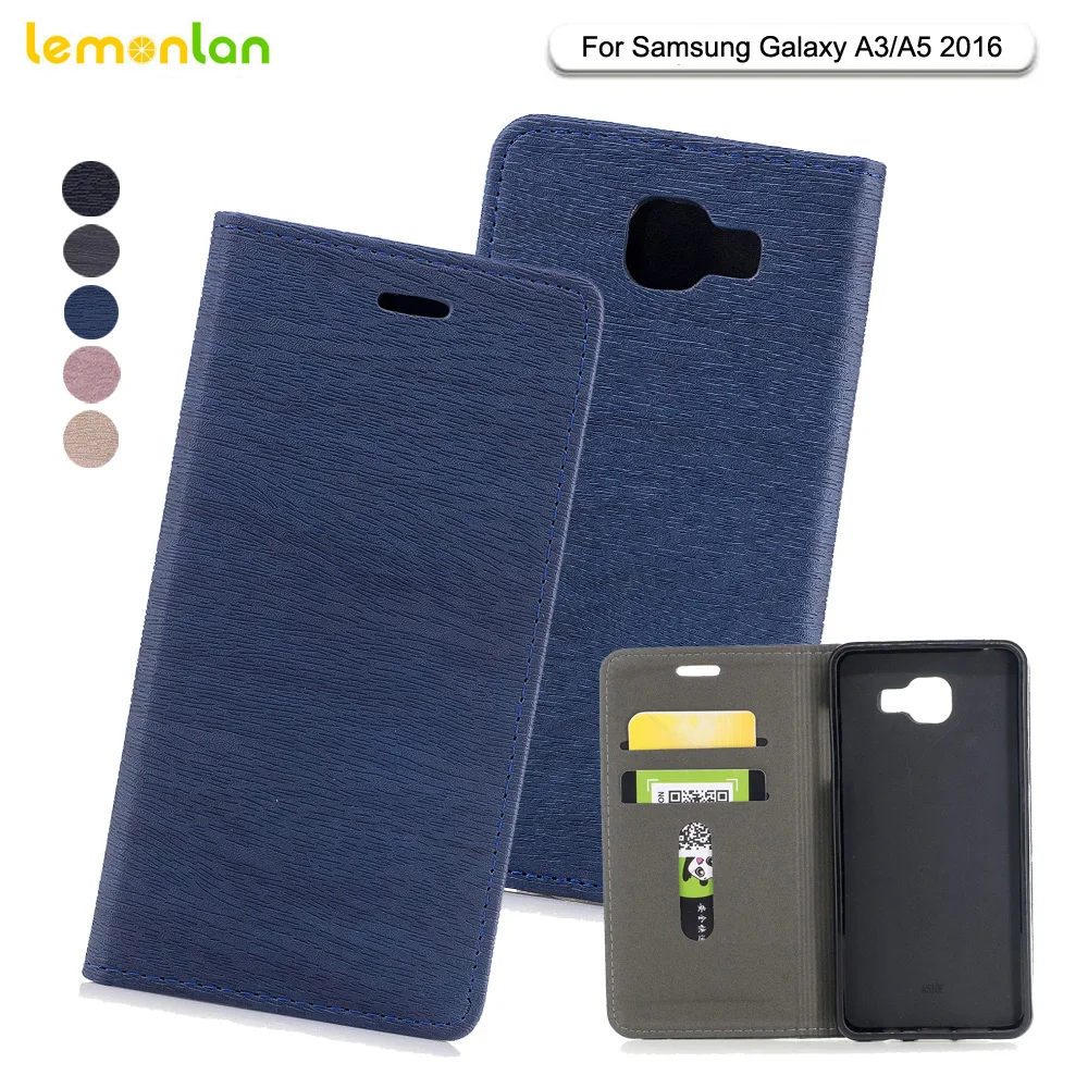 

Lemonlan for Samsung A310 Phone Case Fashion Wood Grain Flip Magnetic Leather Cover for Samsung Galaxy A3 A310 A5 A510 2016 Bag
