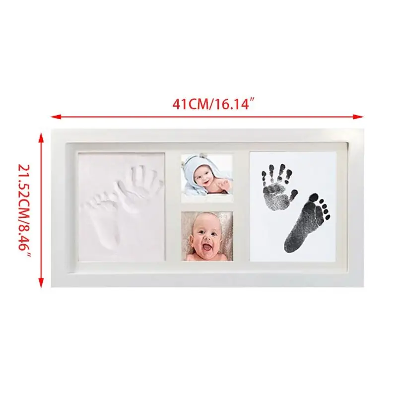  Baby Children Kid Foot Hand Finger Wood Photo Frame Set Print Clay Ink Kit Gift Memory