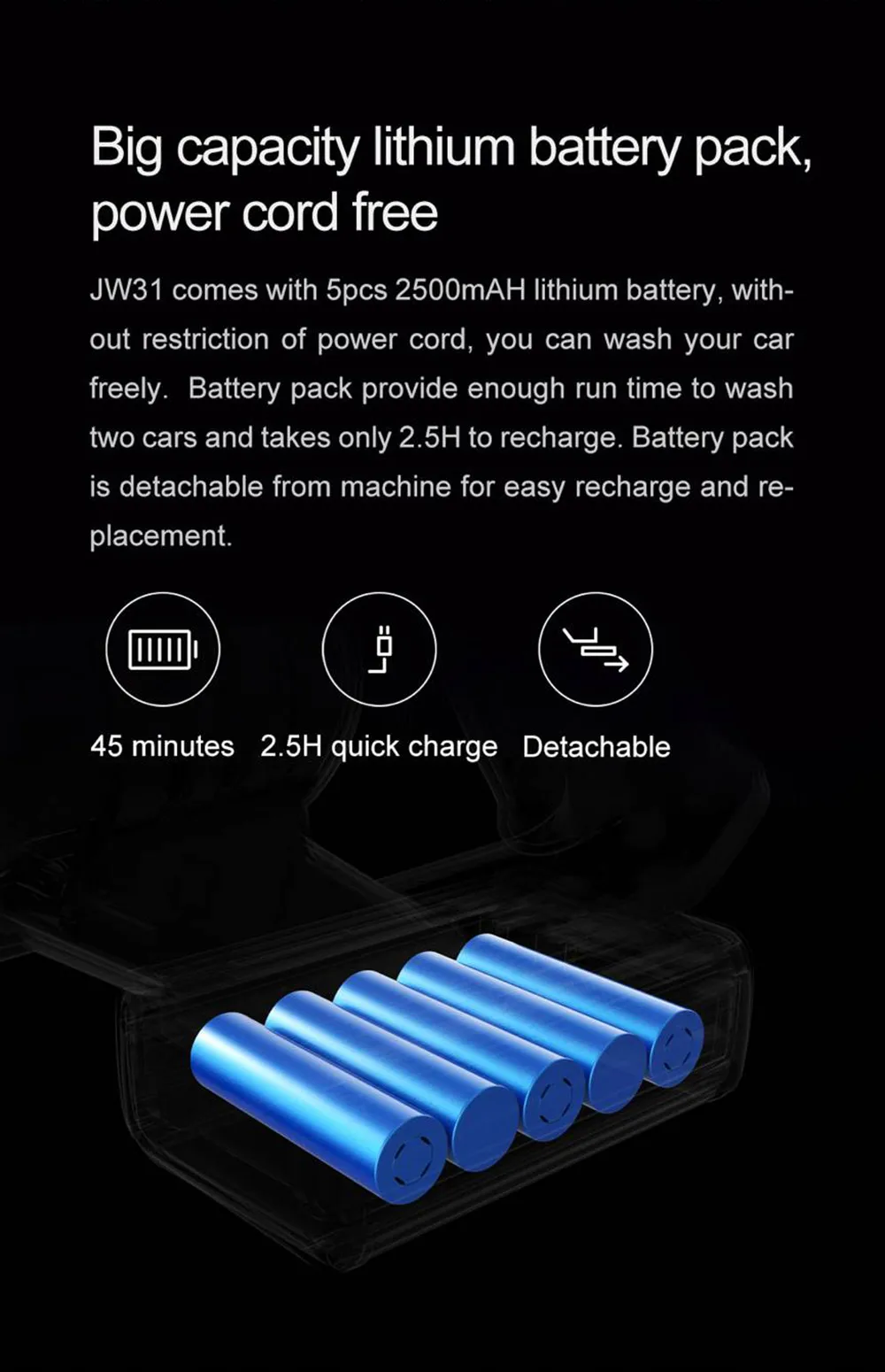 Top Jimmy JW31 Car Bicycle Flush Gun Washing Gun Powerful Handheld Rechargeable Cleaning Tool Water Power Cleaner Washer 2