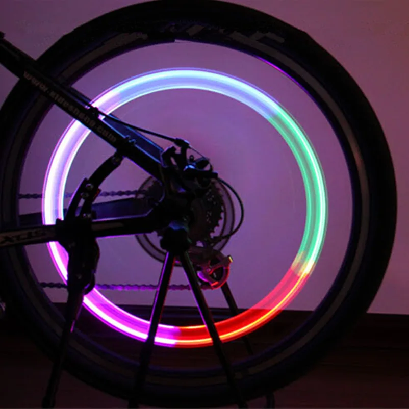 Top 1pcs bike lights mountain road bike bicycle lights LEDS Tyre Tire Valve Caps Wheel spokes LED Light 7 color auto lamp lamps 3