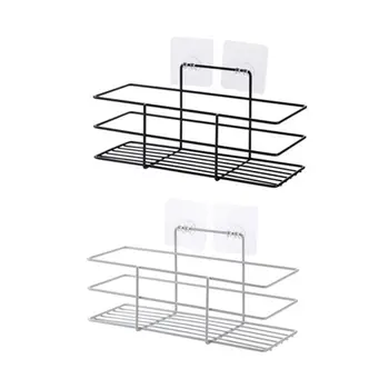 

Iron Bathroom Shower Shampoo Shelf Storage Rack Kitchen Organizer Basket Free Punching Supplies
