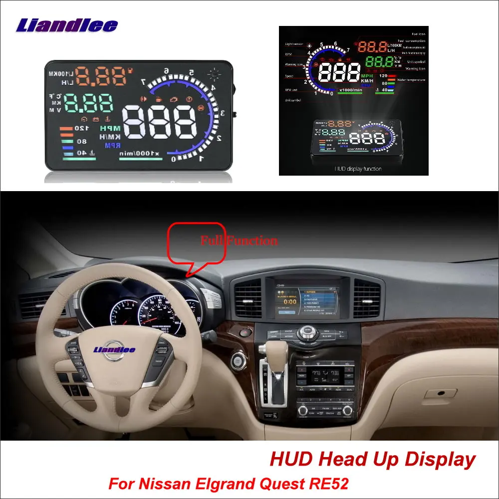 Liandlee Автомобильный дисплей HUD для Nissan Elgrand Quest RE52 2010- динамический компьютер HD проектор детектор с экраном