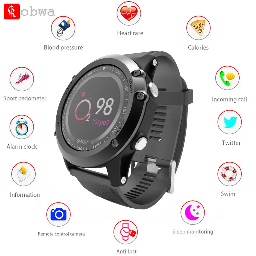 Kobwa T2 Smart watch IP68 Waterproof Heart Rate Blood